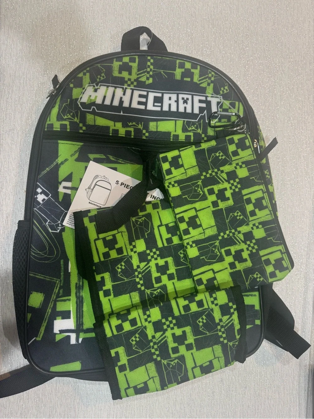 Minecraft Kids' Green Pixel Backpack with Matching Accessories